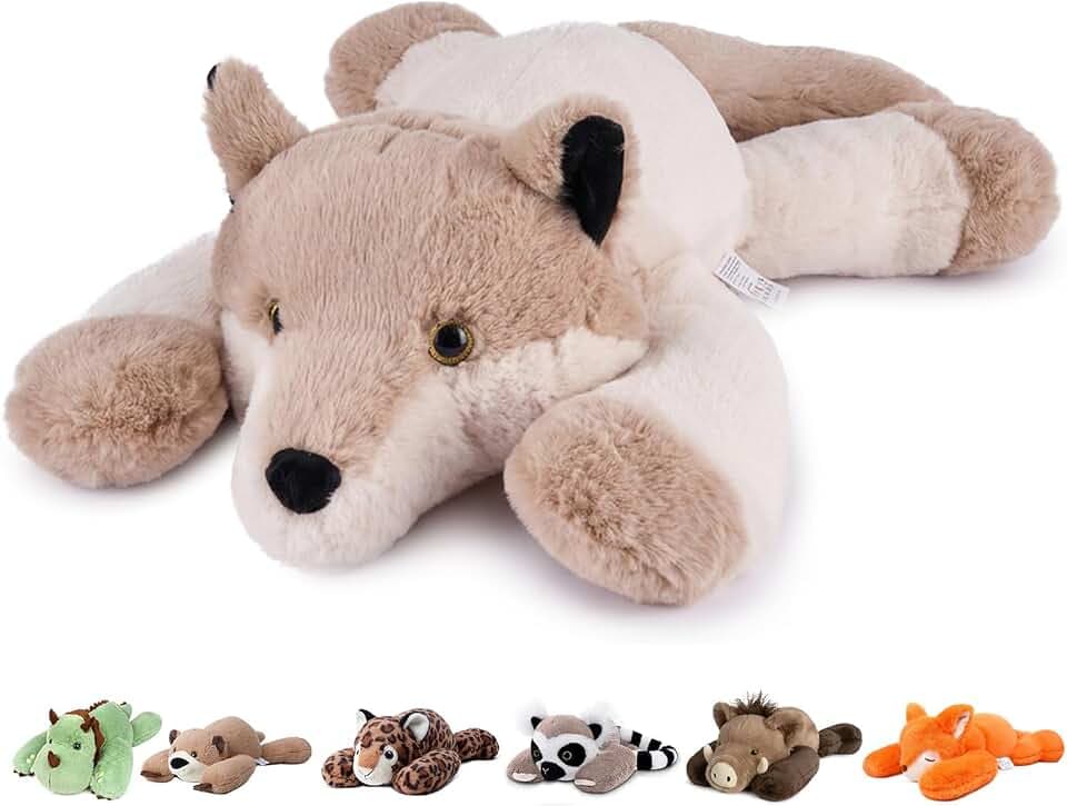 Niuniu Daddy Wolf Weighted Stuffed Animal, Plush Pillow for Kids and Adults
