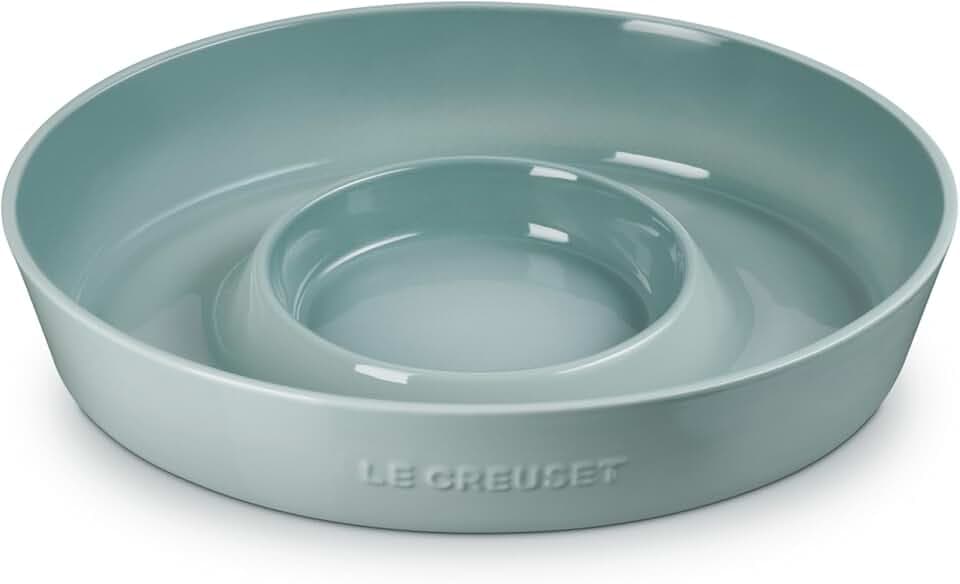 Le Creuset Stoneware Signature Oval Chip and Dip Platter, 13", Sea Salt