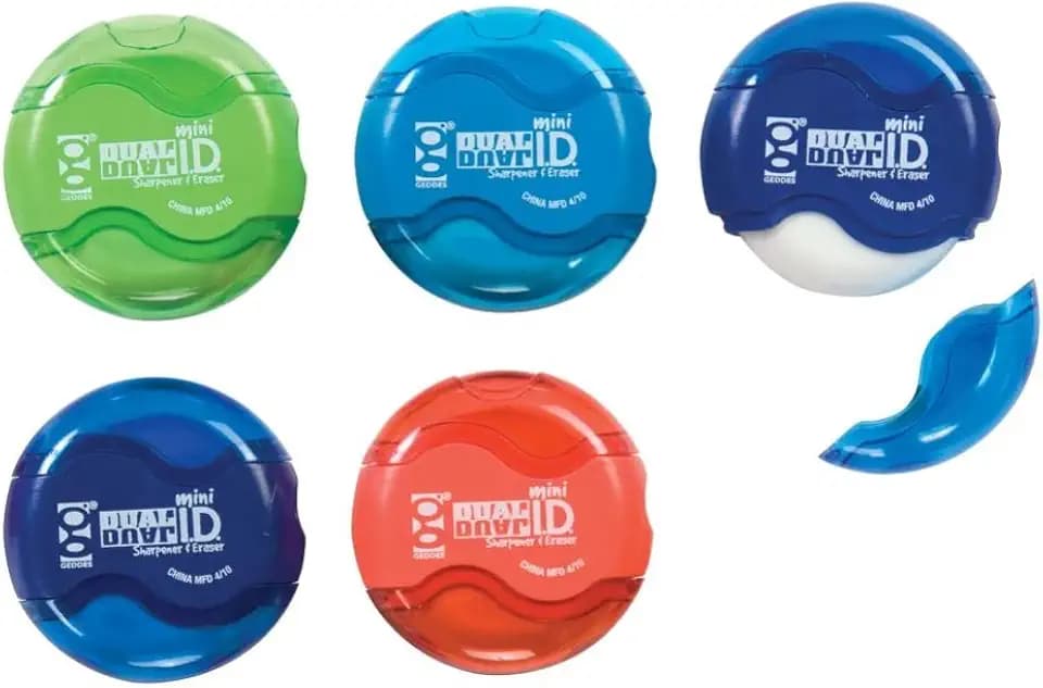 Raymond Geddes Mini Dual ID Pencil Sharpener and Eraser (Pack of 24)