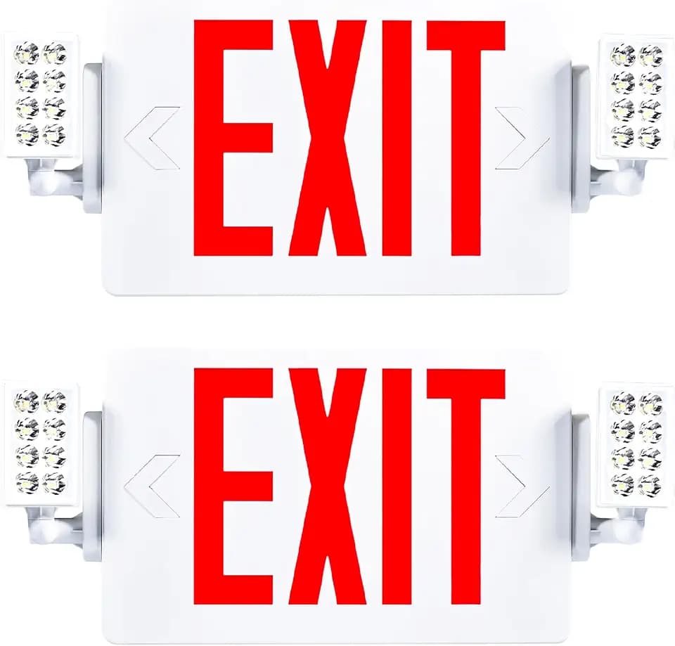 Sunco 2 Pack Red Exit Signs with LED Emergency Lights & Backup Battery