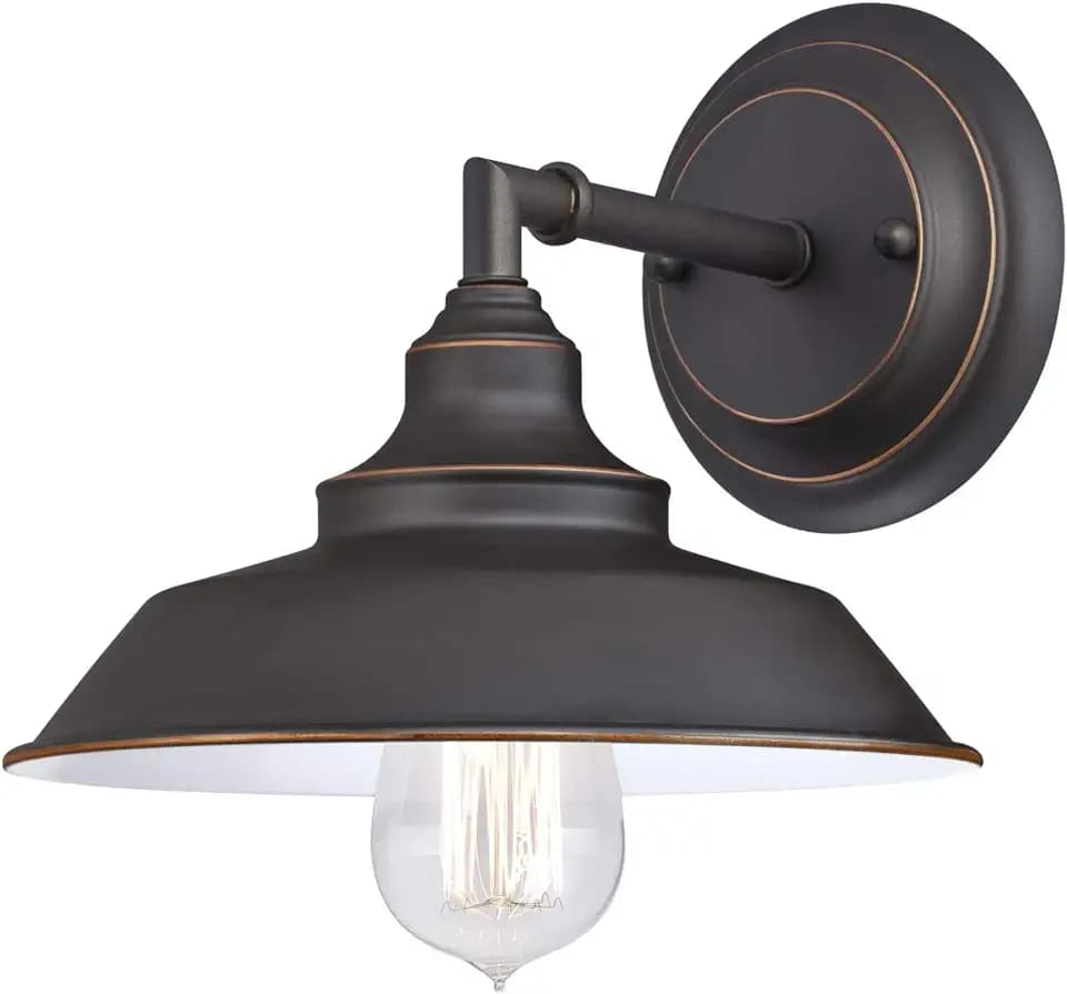 Westinghouse 6343500 Indoor Wall Fixture, 1-Light Sconce, Oil Rubbed Bronze - White Interior