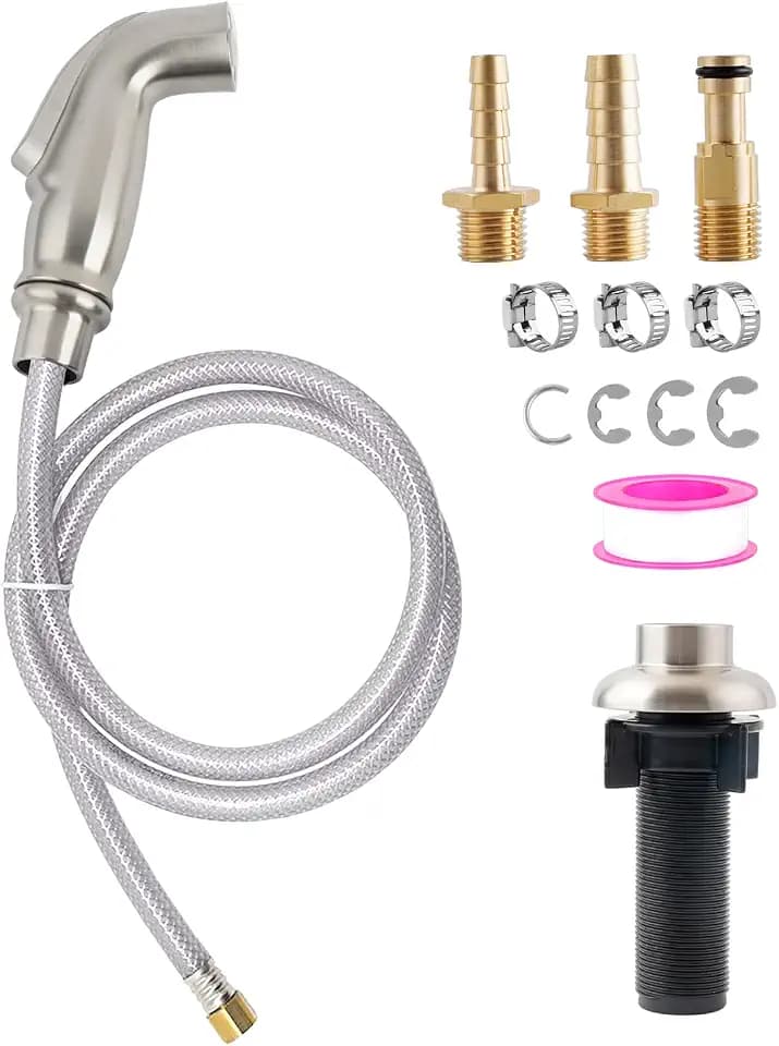 Universal Kitchen Sink Spray Head/Hose/Holder Set, Brushed Nickel