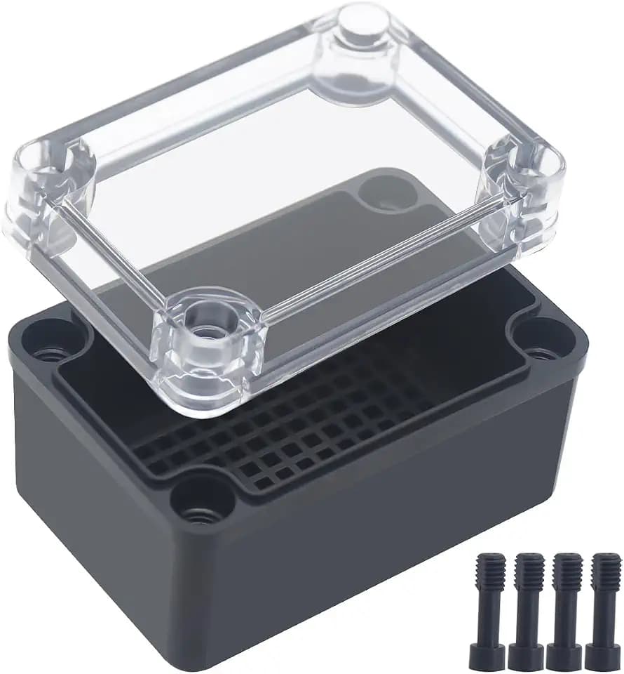 Junction Box,IP67 Waterproof ABS Black Project Box Clear Cover with Mounting Plate Electrical Box Enclosure for Outside Electronics 3.7 x 2.6 x 2.2inch(95x65x55mm)