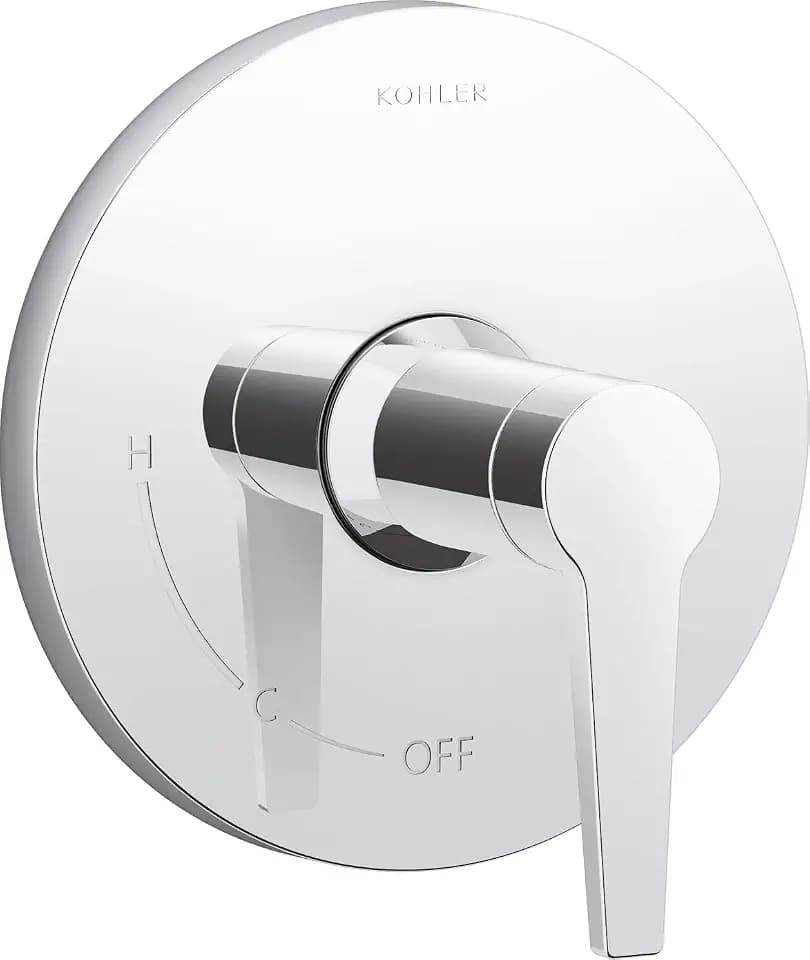 KOHLER TS74042-4-CP Pitch Rite-Temp Valve Trim, Shower Trim Faceplate with Lever Handle, Trim Only, Requires Valve, Polished Chrome