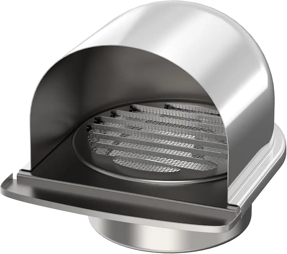 4 Inch Wall Vent Cover, HG Power Exhaust Vent with Screen Mesh, Stainless Steel Dryer Vent Cover Outside, U-Shape Air Vent Covers for Outdoor Ventilation System 94mm, Silver