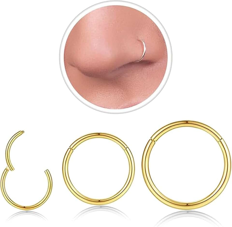 Nose Rings Studs: 8Pcs 20G/18G Gold/Silver 316L Surgical Stainless Steel Nose Studs Hypoallergenic Corkscrew Nose Piercing Stud Jewelry for Women Men Clear Cubic Zirconia Imitation Diamond Top Size 1.5mm 2mm 2.5mm 3mm