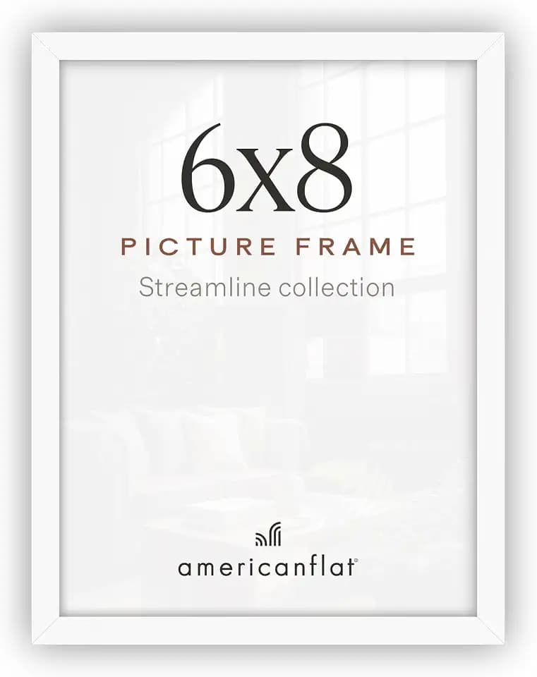 Americanflat 6x8 Picture Frame - Slim Molding - White
