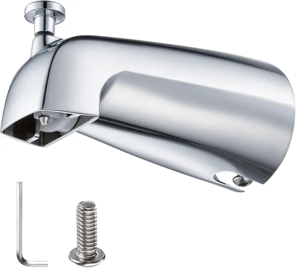 Slip-on Tub Spout with Diverter, Compatible with 1/2 Inch Copper Tube Fit, Bathroom Bathtub Spout 1-Pack (Polished Chrome)