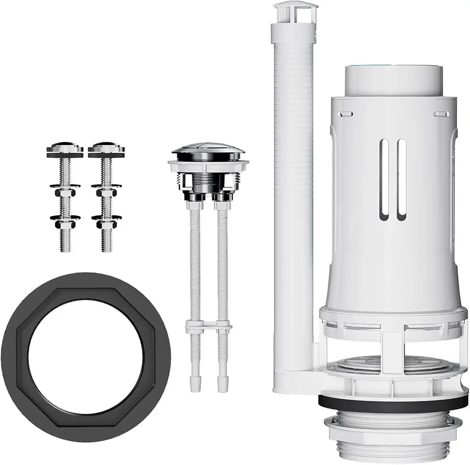 R&T 3-Inch Toilet Flush Valve Replacement Kit with Push Button, Tank to Bowl Gasket with SUS304 Bolts, Toilet Repair Kit Inside Tank for 2-piece Toilet A2475M