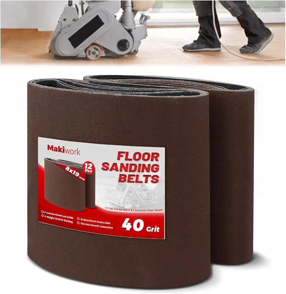 8 inch x 19 inch 40 Grit Sanding Belts, 12 Pack, EZ 8 Drum Sander Sandpaper Rolls for Woodworking and Floor Polishing, Aluminum Oxide Sander Sleeves