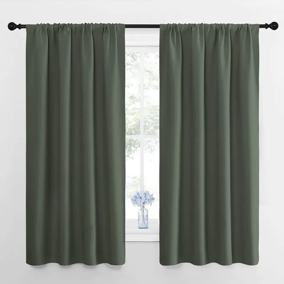 NICETOWN Dark Mallard Blackout Curtains for Kid's Room 42" x 63" 2 Panels