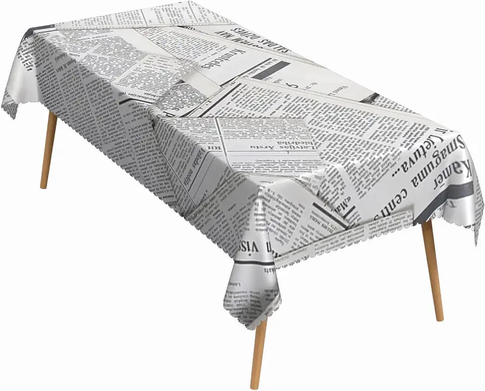 60x102 Inch Old Newspaper Tablecloth Washable Rectangle Cover