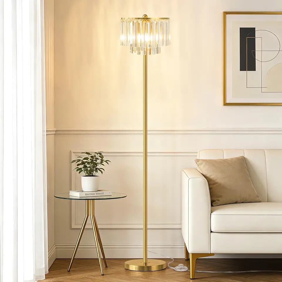 QiMH 63" Floor Lamps for Living Room, Gold Floor Lamp