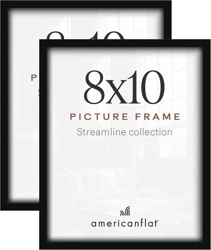Americanflat 8x10 Picture Frame 2-Pack - Slim Molding - Black