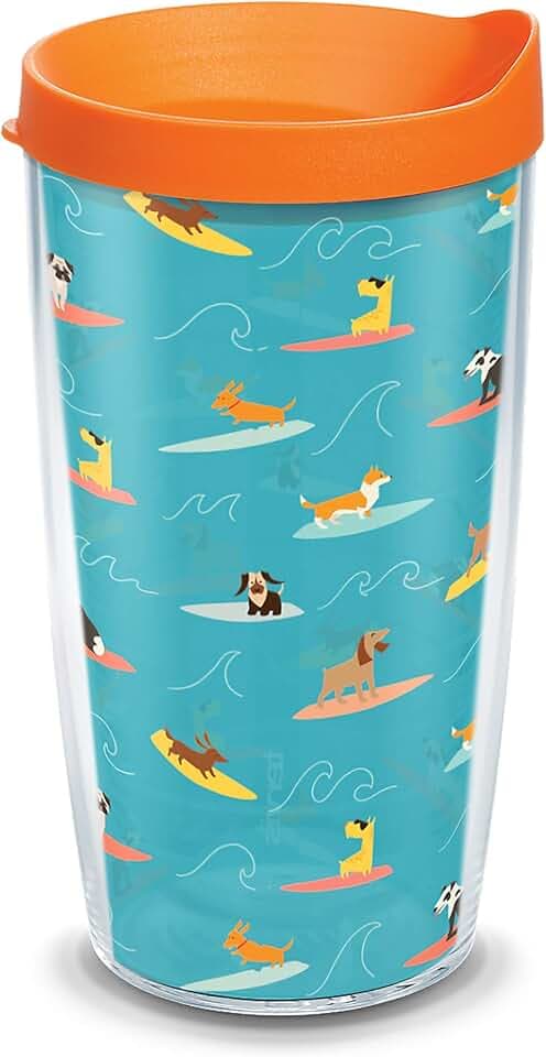Tervis Surf Dogs Made in USA Double Walled Insulated Tumbler Travel Cup Keeps Drinks Cold & Hot, 16oz, Classic