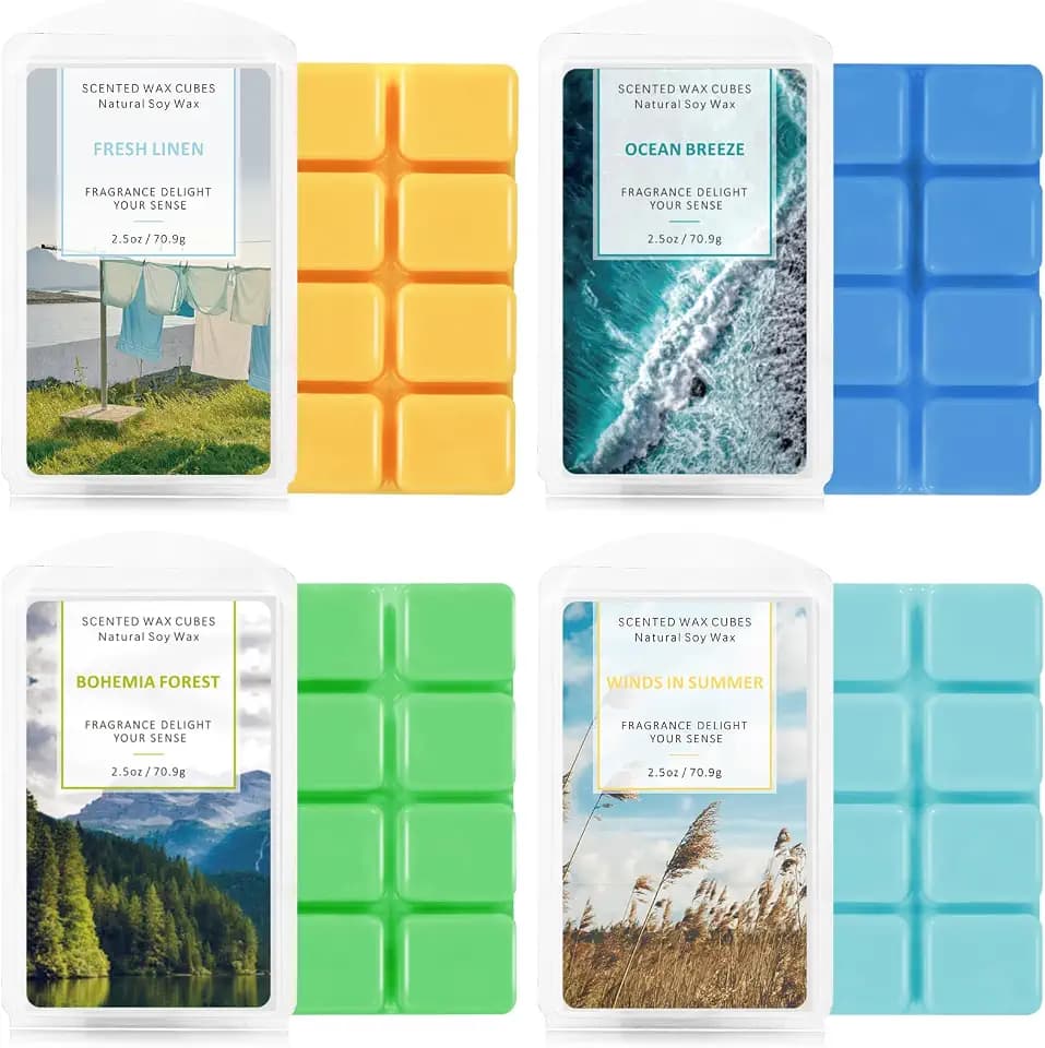 STRN Scented Wax Melts Soy Wax Cubes Long Lasting Scent for Home, 4 Packs