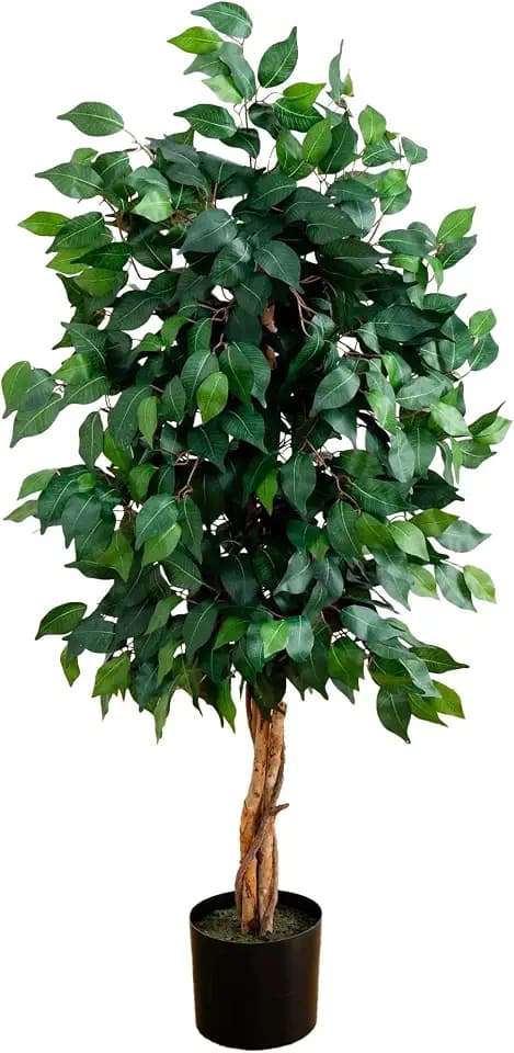 Nearly Natural 4 ft Artificial Triple Trunk Ficus Tree with Pot