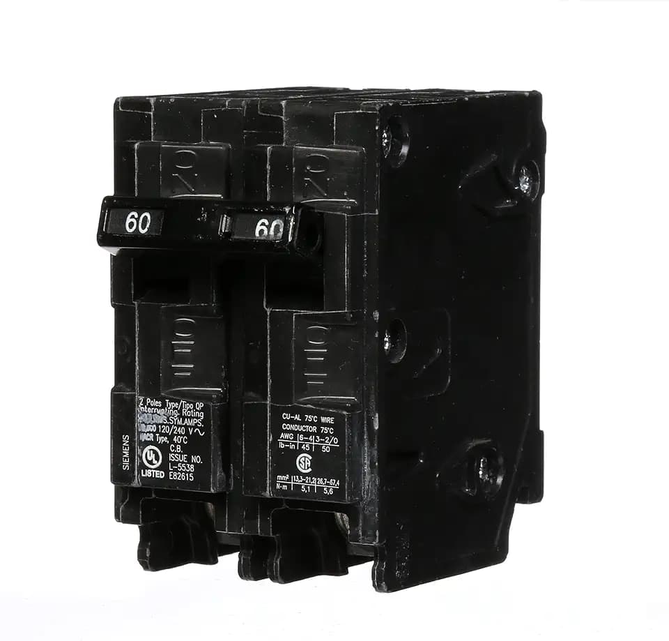 Siemens Q260 60-Amp Double Pole Type QP Circuit Breaker, Black