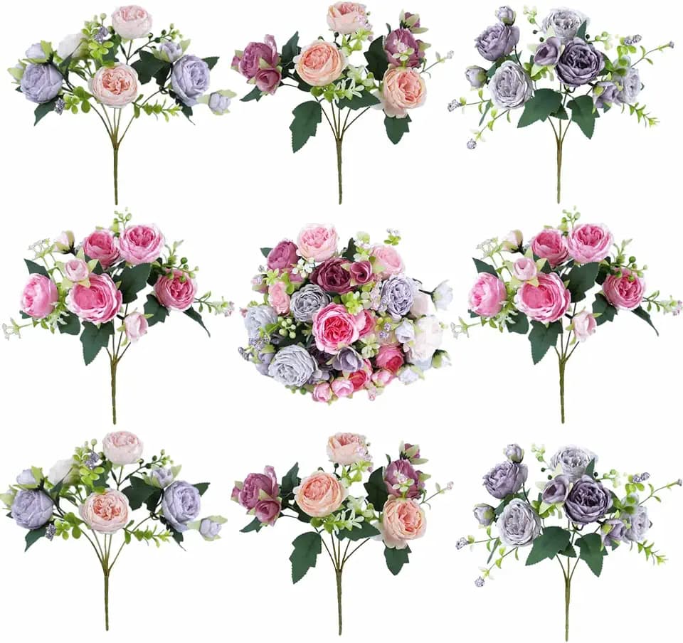 8 Pack Peonies Artificial Flowers Centerpieces for Tables