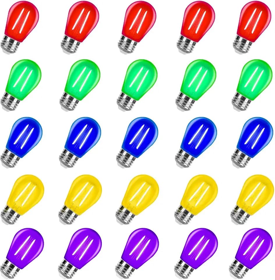2 Watt S14 Red Blue Green Yellow Purple Light Bulb LED Replacement Bulbs