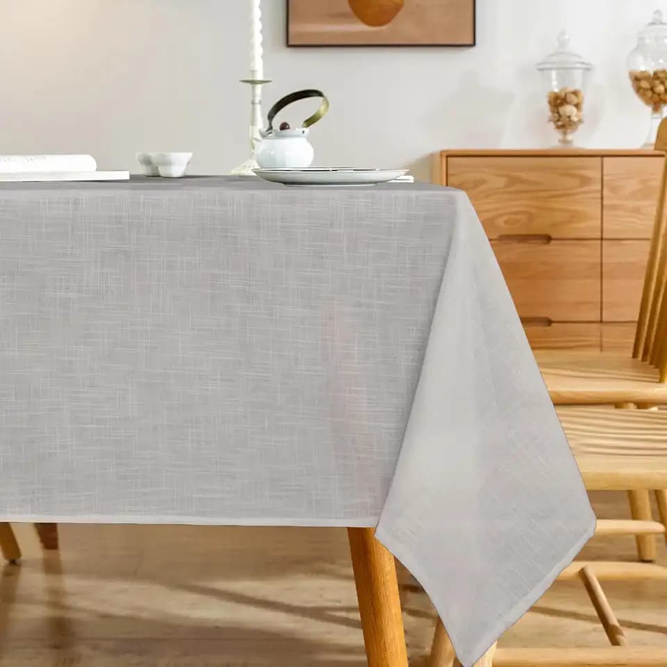 Linen Textured Square Tablecloth, Slubby Lightweight Table Cloth 60 x 60 Inch, Water Resistant Stain Resistant Farmhouse Burlap Table Cover for Kitchen Dining Room