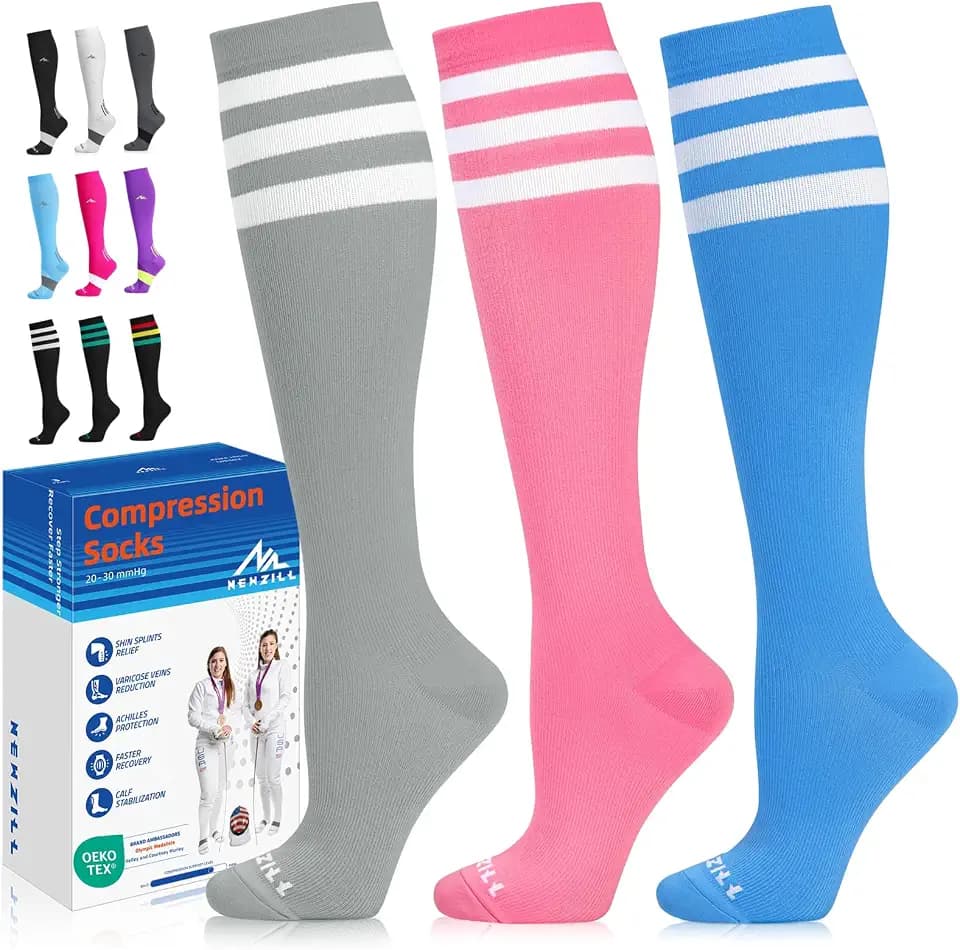 NEWZILL Compression Socks for Women & Men, 20-30 mmHg for Sports & Travel