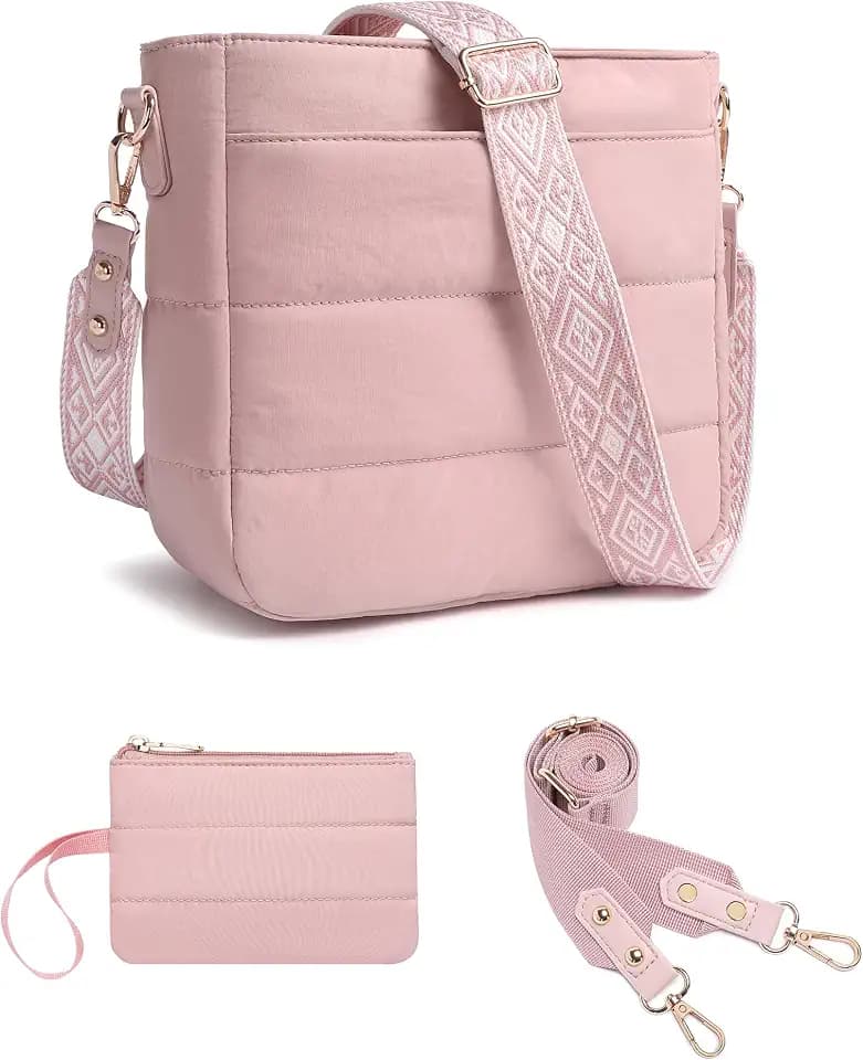 Purses for Women 2PCS Puffer Quilted Crossbody Shoulder Hobo Bags