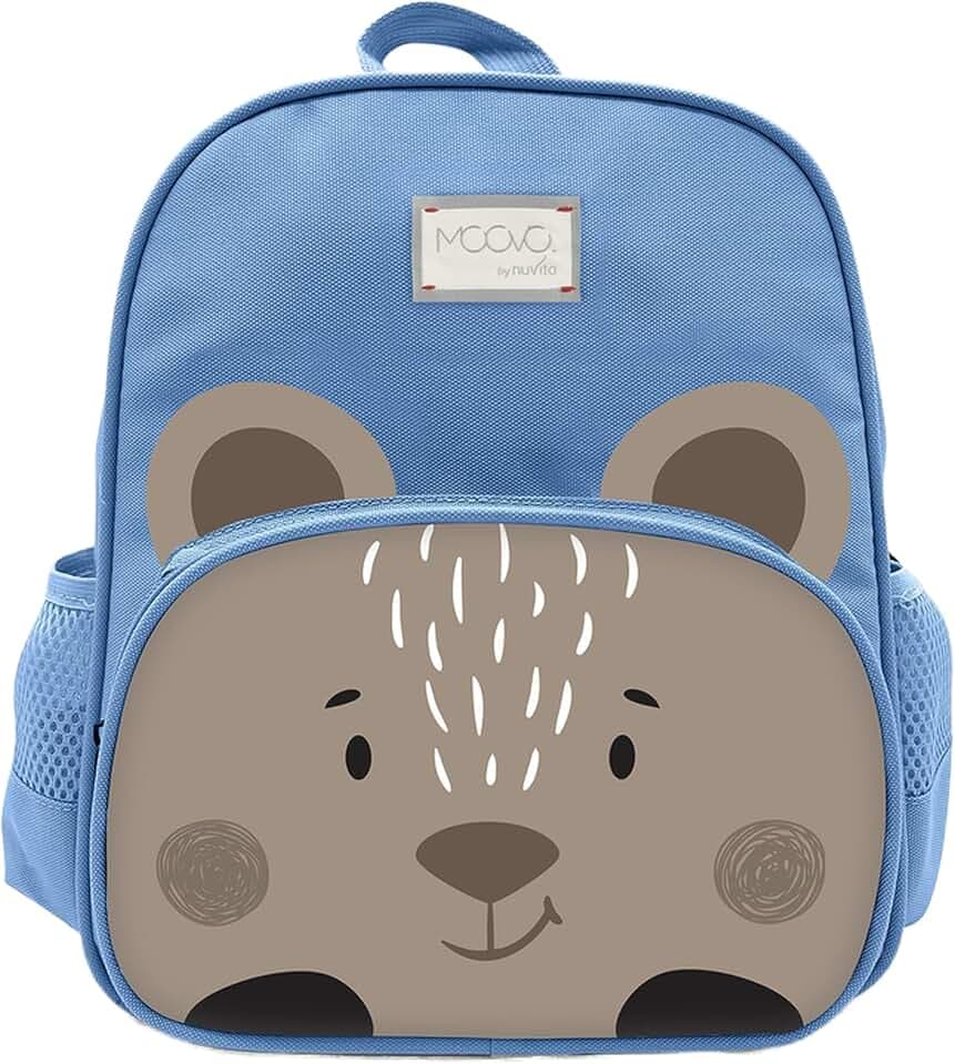 Nuvita 8741 | Kinderrucksack | Aufbewahrungstasche | Tasche mit Fächern | Ergonomischer Kinder-Rucksack | Rucksack mit verstellbaren Gurten für Vorschulkinder | (3-6 Jahre) | Blau/Bär