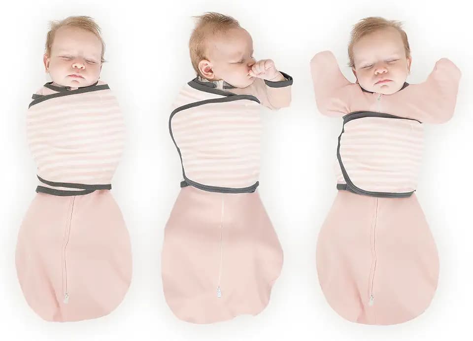 Amazing Baby 6-Way Omni Swaddle Sack with Wrap, Pink Stripes, 6-14 lbs