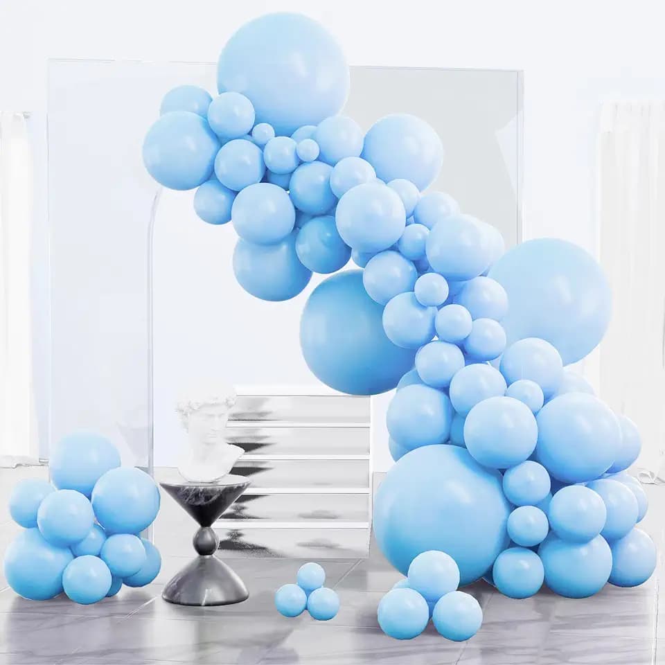 PartyWoo Light Blue Balloons 152pcs Baby Pastel Sky Aqua Blue Color