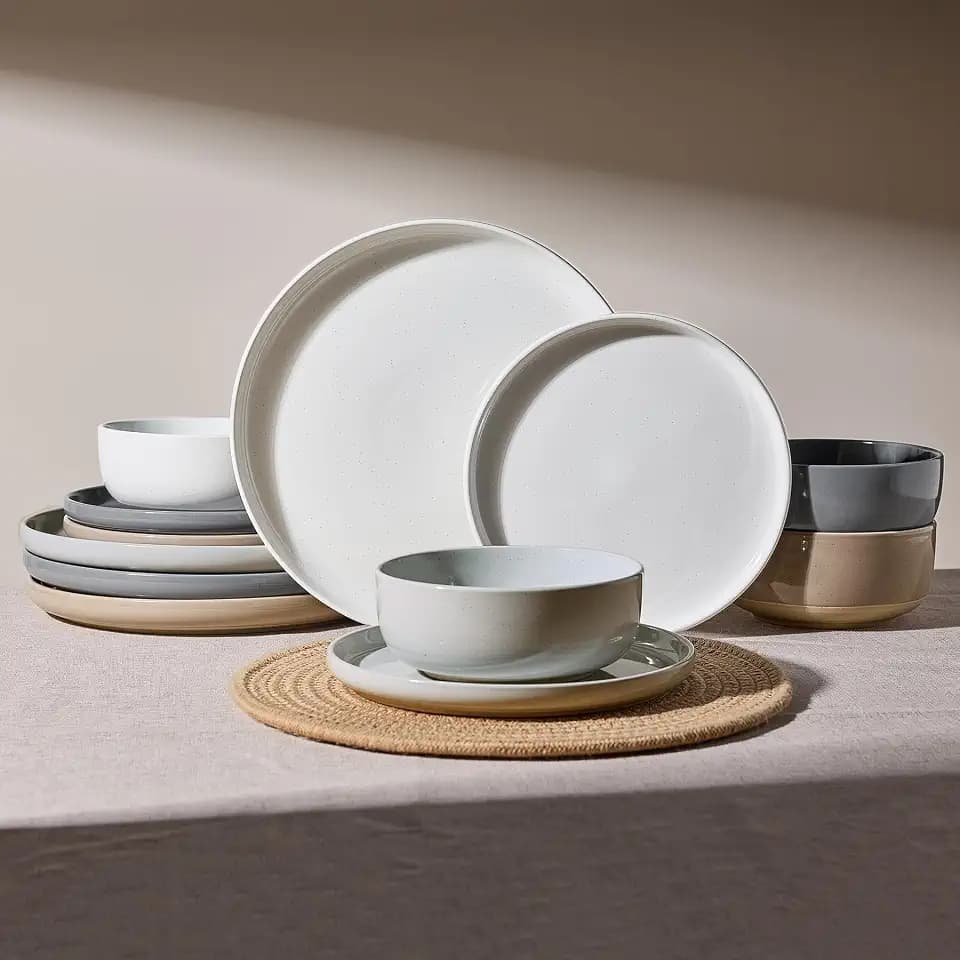 Famiware Milkyway 12-Piece Stoneware Dinnerware Set, Multi-color