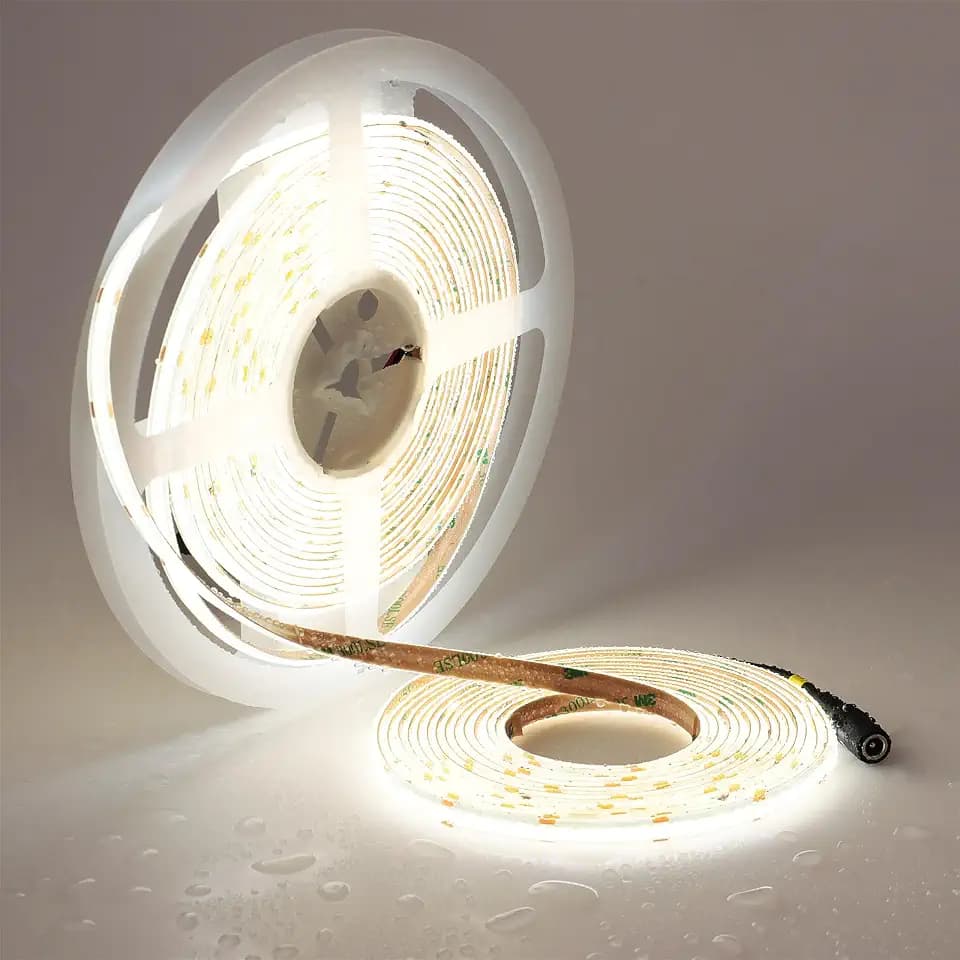 TOPAI 24V Dotless COB LED Strip 32.8ft 5000K Daylight White IP65 Waterproof