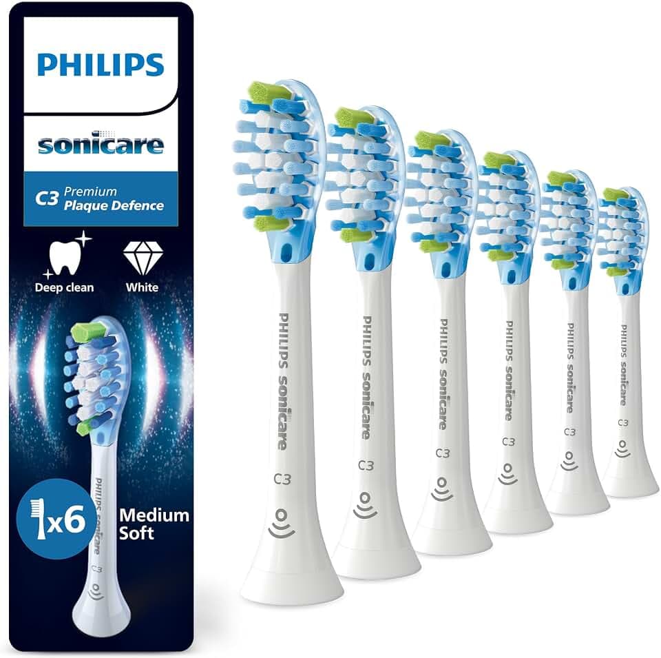 Philips Sonicare C3 Premium Plaque Defense, Original Ersatzbürstenköpfe, Weiß, 6er-Pack, HX9046/87