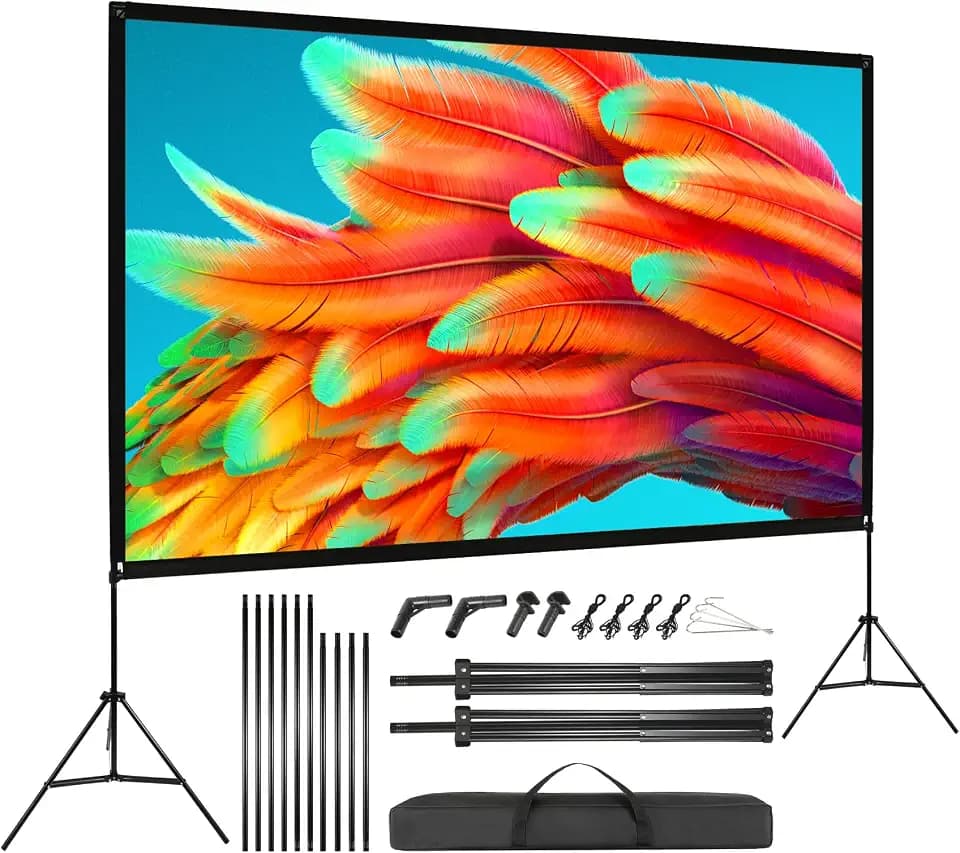 VISULAPEX 100" Leinwand Beamer HD 4K Stativleinwand, 160 Grad Betrachtungswinkel Beamer Leinwand mit Stativ Tragbare für Heimkino, Tagungsraum Hochzeiten