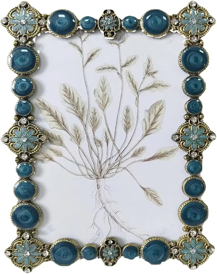 Metal Picture Frames,Fancy Picture Frames for Mid Century Modern Decor And Home or Office (Blue Ball 5 * 7)