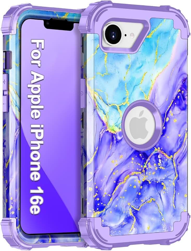 Casetego for iPhone 17e Case,iPhone 16e Case,Three Layer Heavy Duty Sturdy Shockproof Protection Full Rugged Hard PC+Soft TPU Bumper Protective Girls Case for iPhone 17e/16e 6.1 inch,Cobalt Violet