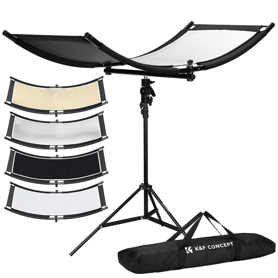 K&F CONCEPT 100x45cm U-Typ Gebogener Reflektore mit 1.5m Ständer&Tasche