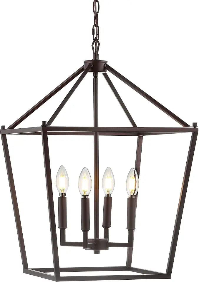 JONATHAN Y Pagoda 4-Light Pendant 16" Cage, Oil Rubbed Bronze
