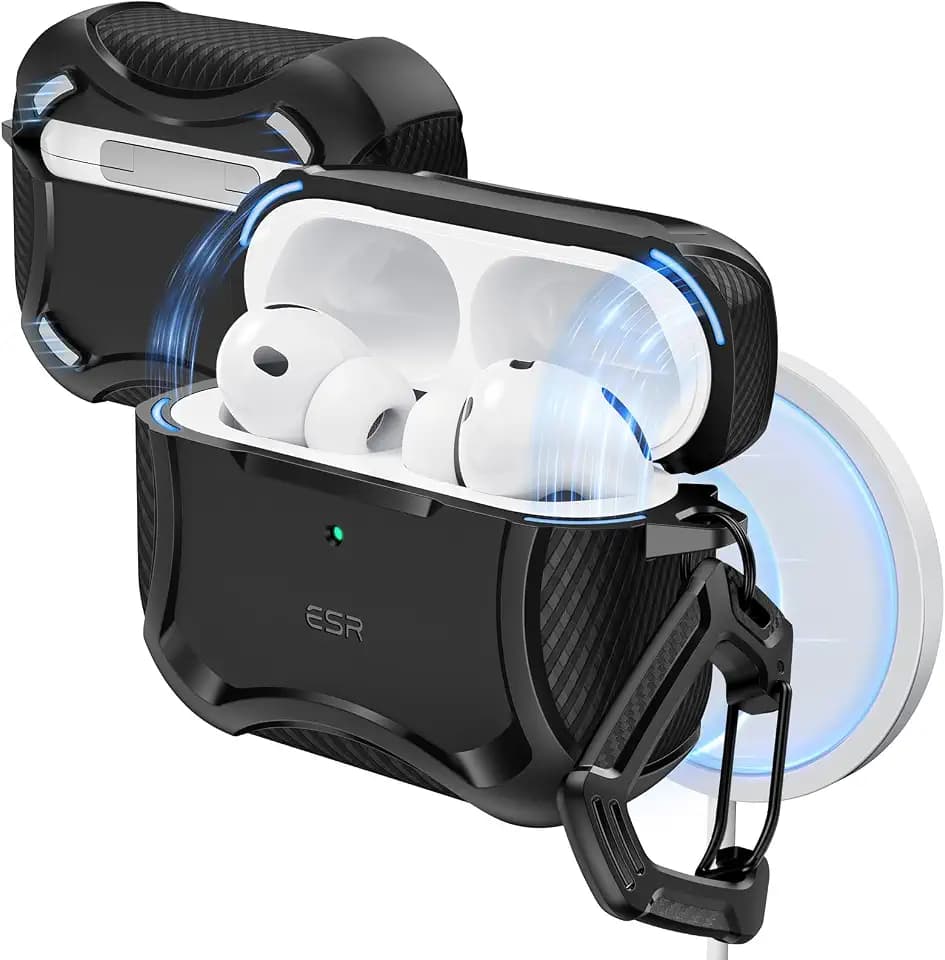 ESR Hülle für AirPods Pro 3 (2025), Starker Fallschutz, Schwarz