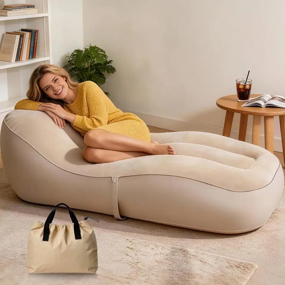 FluSing Inflatable Couch for Camping, Blow-Up Couch for Adults with Bag