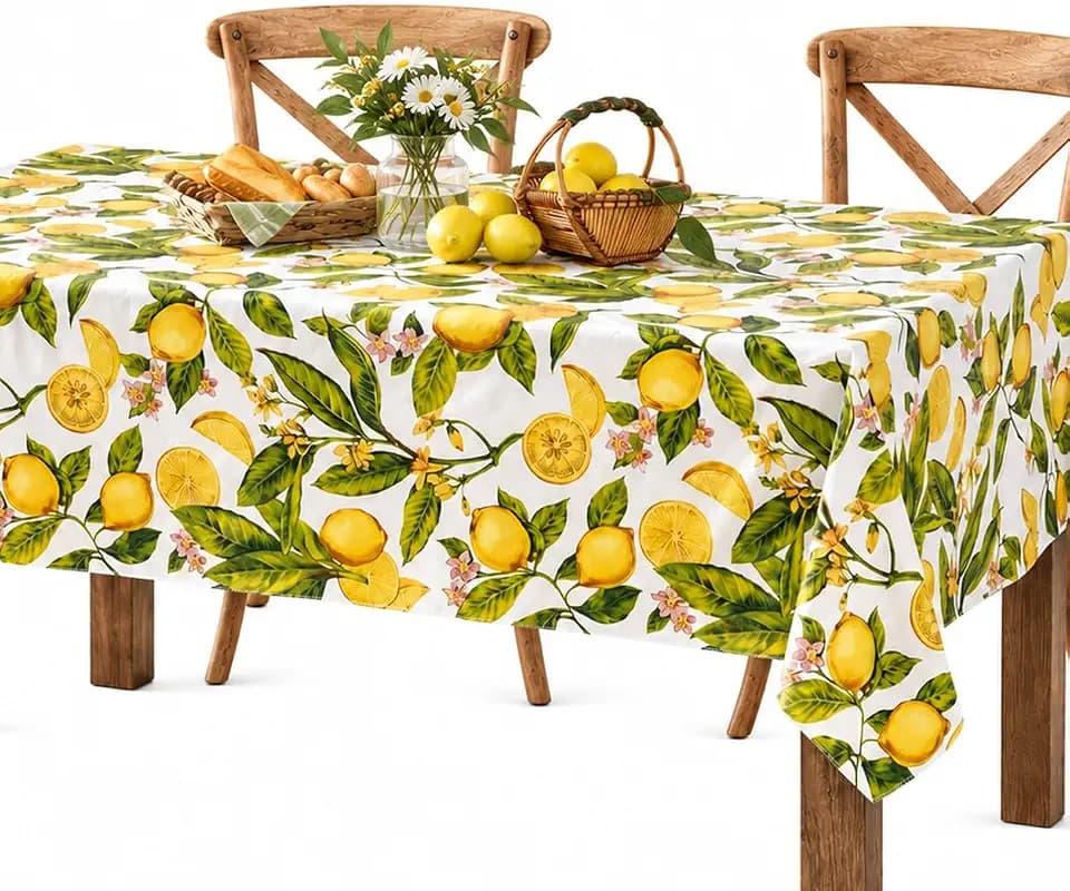 Newbridge Zesty Lemons Vinyl Tablecloth, 60 x 84 Inch Oval