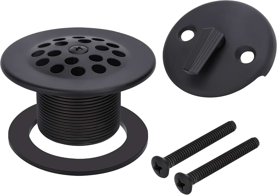 PRIMSOPH Trip Lever Overflow Faceplate Tub Drain Trim Kit without Linkage Conversion Kit Assembly Universal Fine Coarse Thread Replacement Matte Black