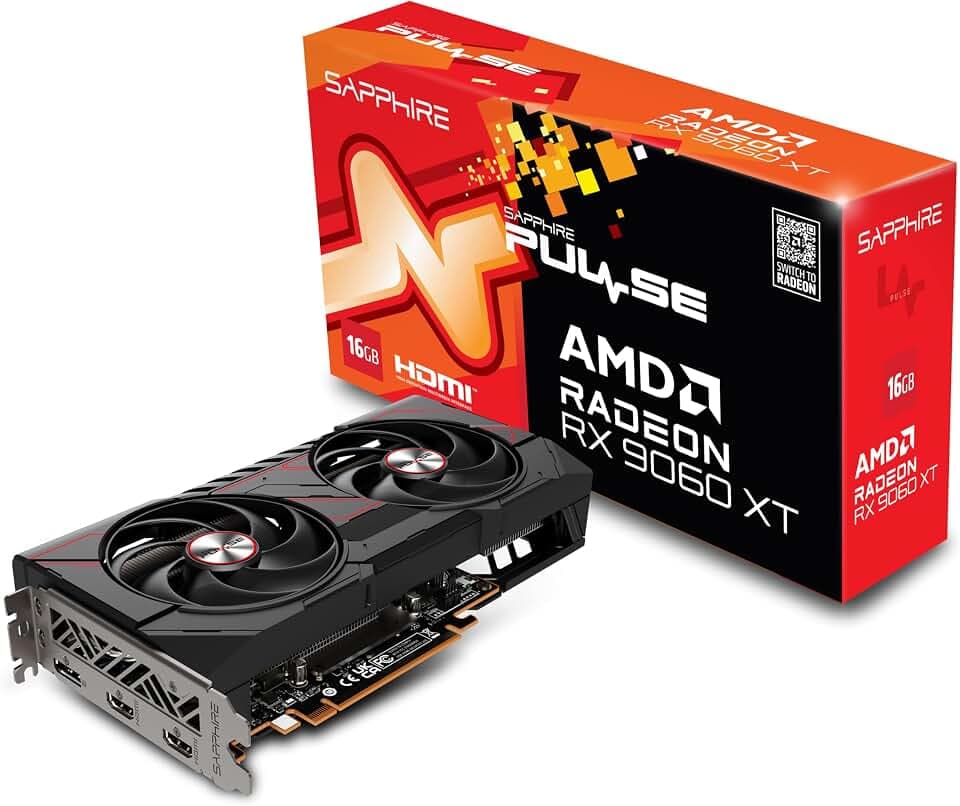 Sapphire Technology Pulse AMD Radeon RX 9060 XT Gaming OC, 16GB Dual HDMI-DP