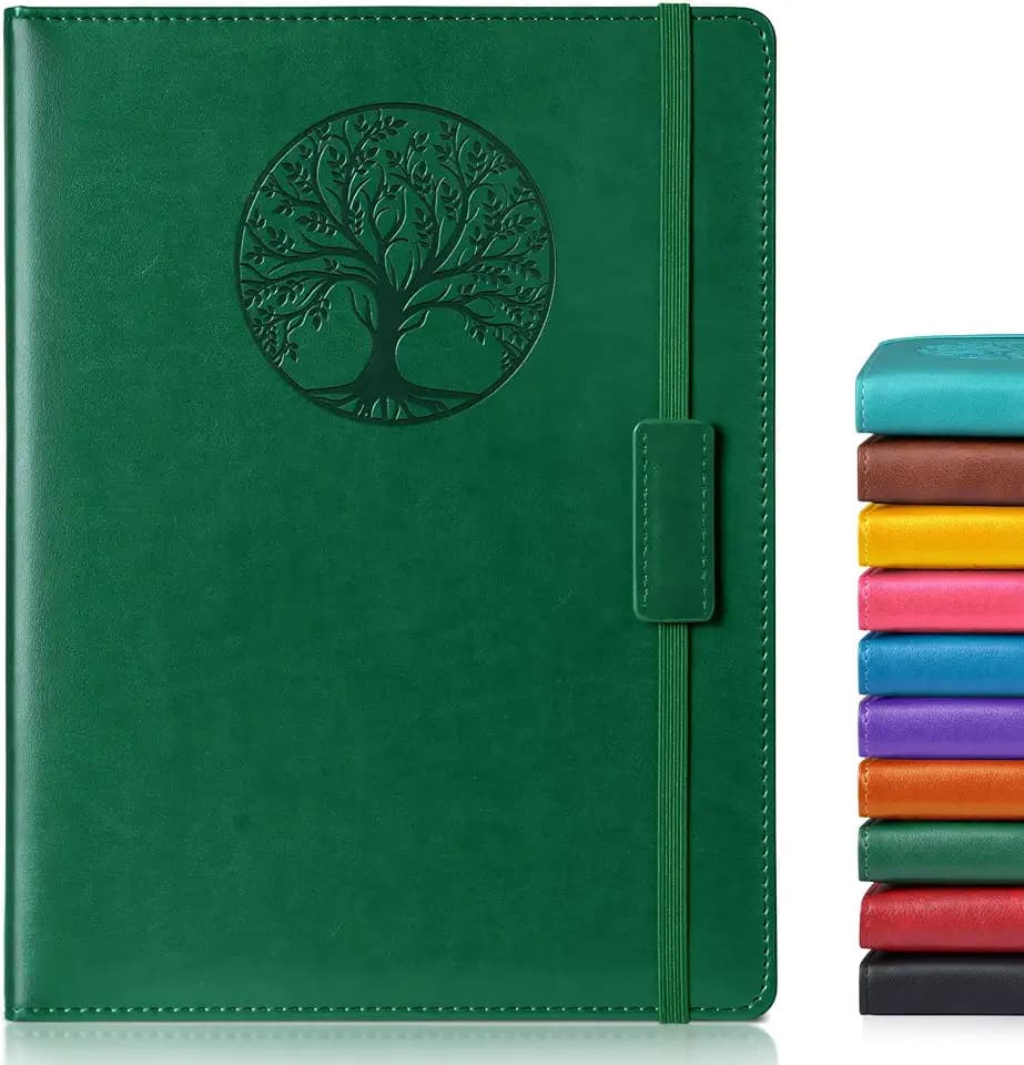 Biuwory B5 Leather Journal Notebook, 256 Lined Pages, Hardcover 7.8"×10.2"