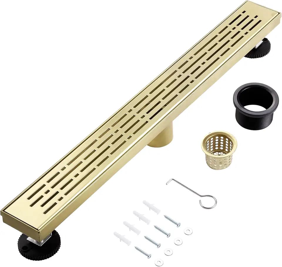 Linear Shower Drain, 24 inch Brushed Gold
