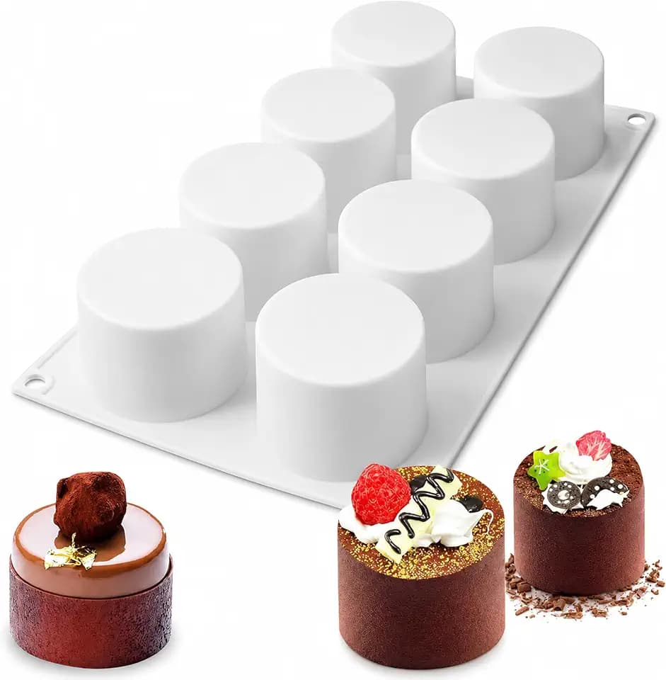 OCPO Kitchen Cylinder Silicone Mold for Baking Mousse Cake, 8 Cavities