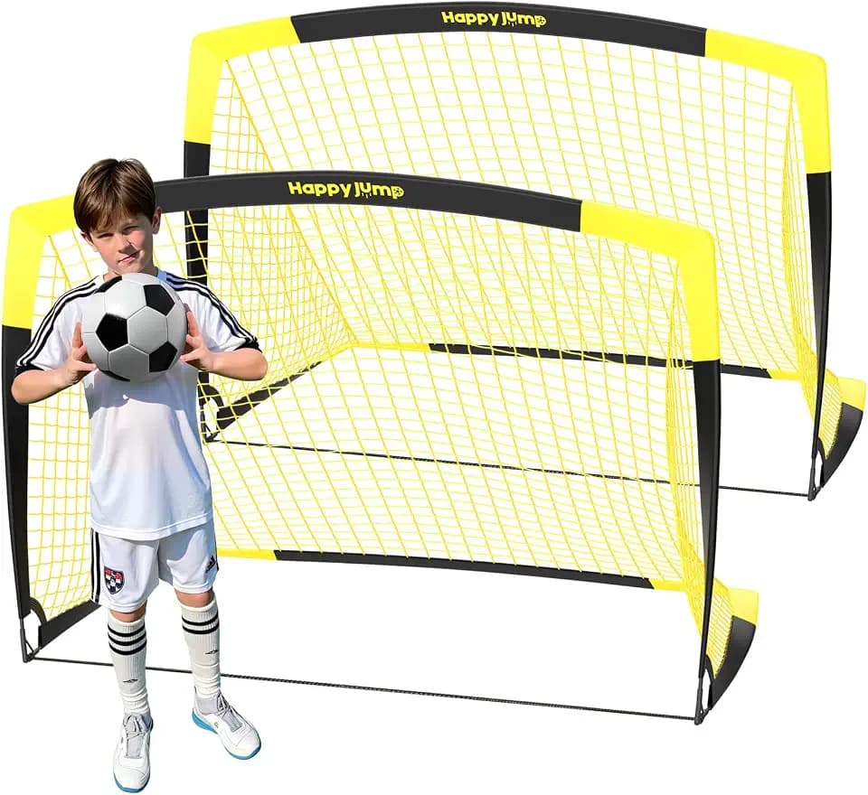 Happy Jump Portable Soccer Goal 7x5 & 5x3.6 FT, Large-Frame Training Net