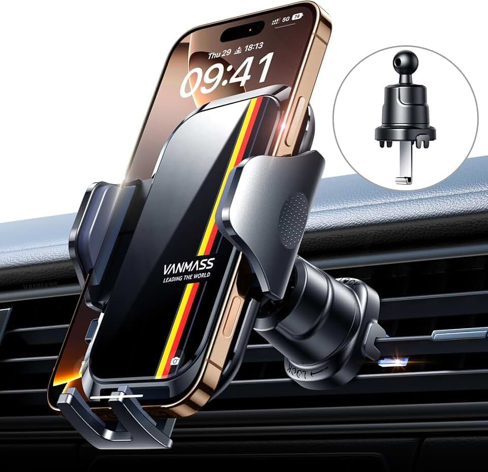 VANMASS 2026 Upgrade【Militär-Klasse】Handyhalterung Auto Lüftungshaken Bombenfest Handyhalter 360°Drehbar Autohalterung 100% Silikonschutz Kfz Smartphone Halterung Auto für iPhone 17 Pro 16 Samsung usw