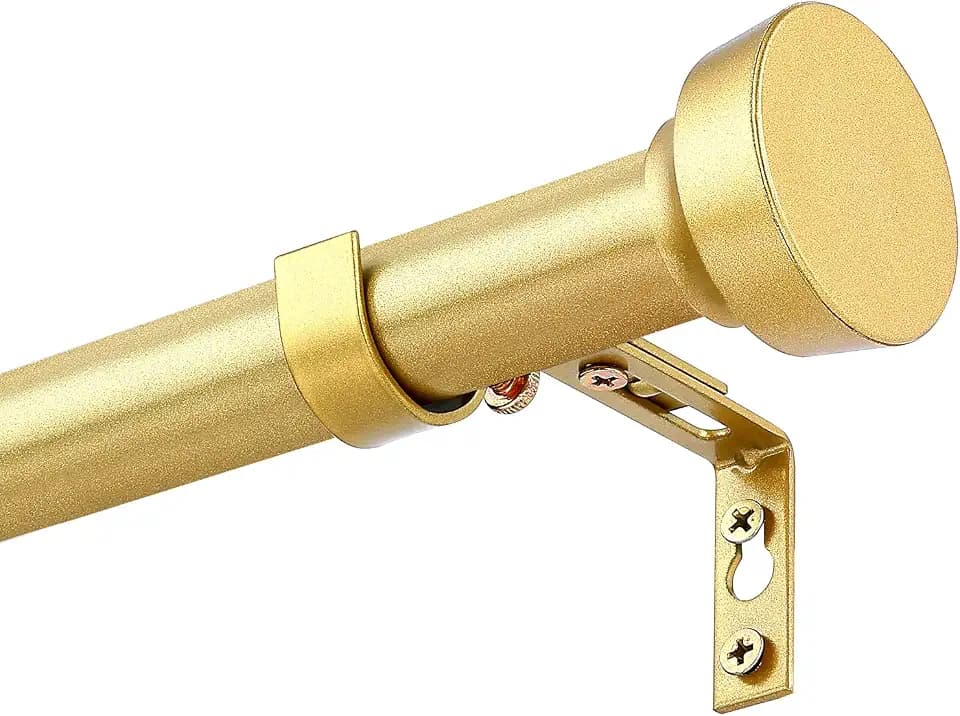 Rustic Curtain Rod, Industrial Curtain Rods for Windows 72 to 144 Inches, Blackout Wrap Around Curtain Rod, for Indoor and Outdoor, Simple Modern Design, 30 to 144 Inches, Gold