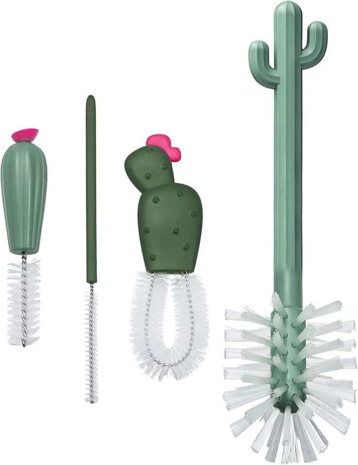 Boon Cacti Replacement Set - Bottle, Straw Brushes, Nipple, Detail - Non Toxic, Durable Nylon, Multicolor, 4 Count